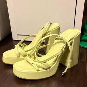 Naked Wolfe Lemon Strappy Platform Heels